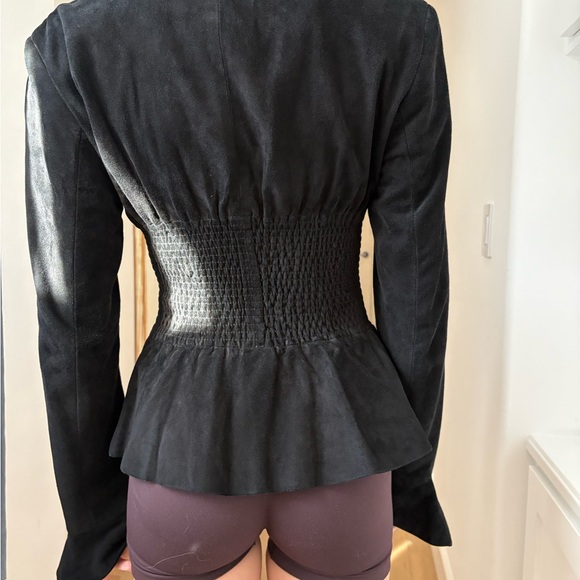 RARE JENNIFER TATANELLI CASINI FIRENZE SUEDE CORSET LEATHER JACKET BLACK - Picture 12 of 16